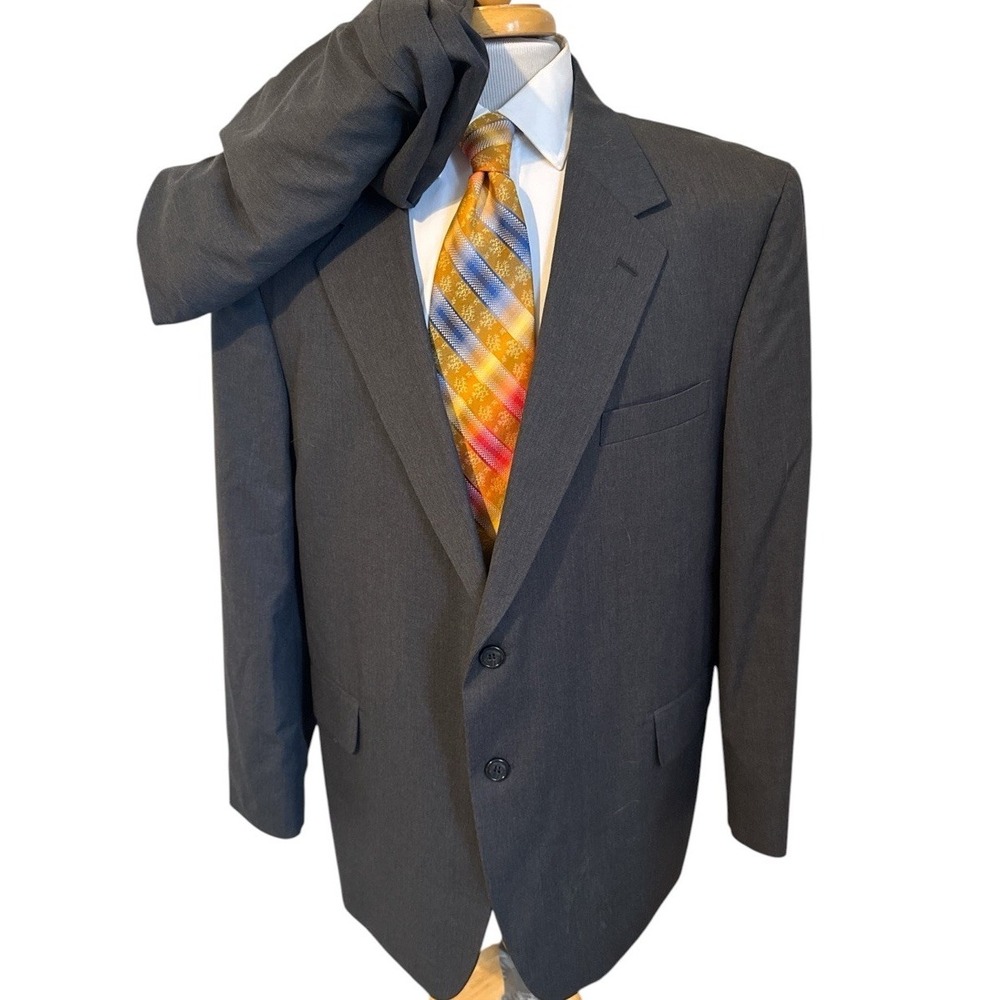 Warren Sewell 2 Piece Suit Mens 46S Portly Fit Pants 44 x 30  Gray Wool Blend